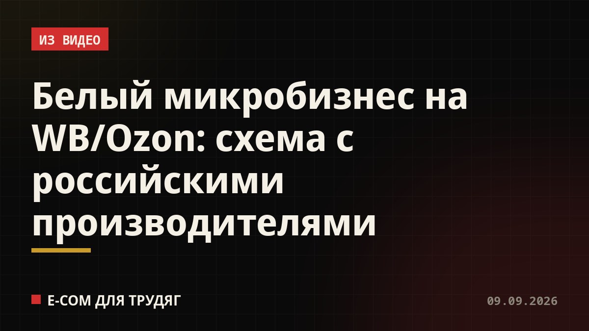 Белый микробизнес на WB/Ozon: схема с российскими производителями