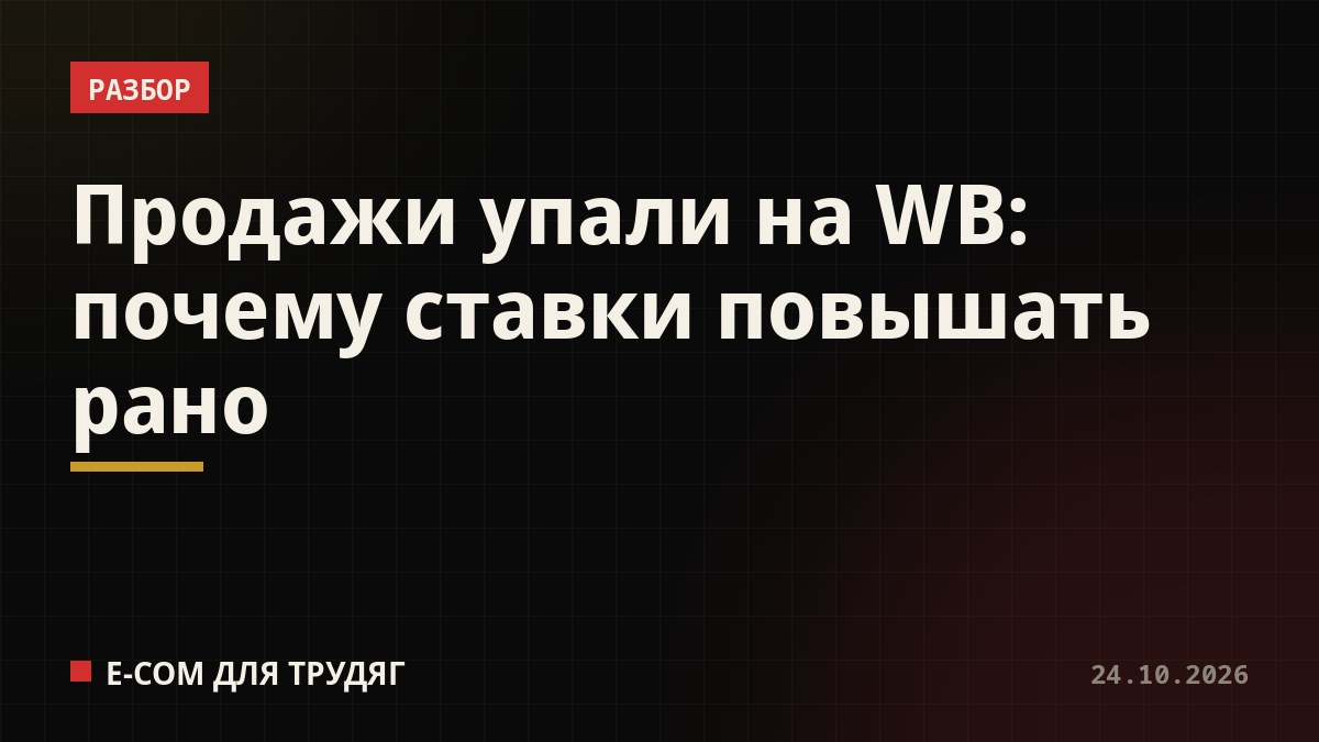 Продажи упали на WB: почему ставки повышать рано