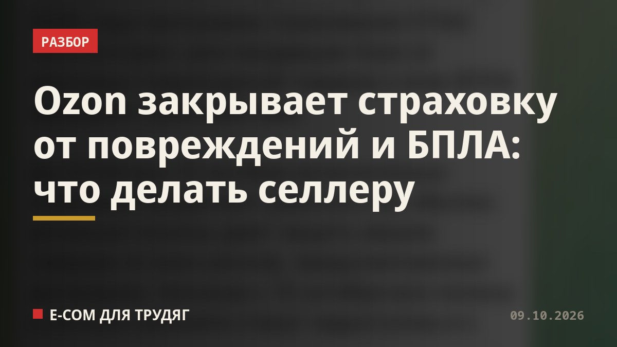 Ozon закрывает страховку от повреждений и БПЛА: что делать селлеру