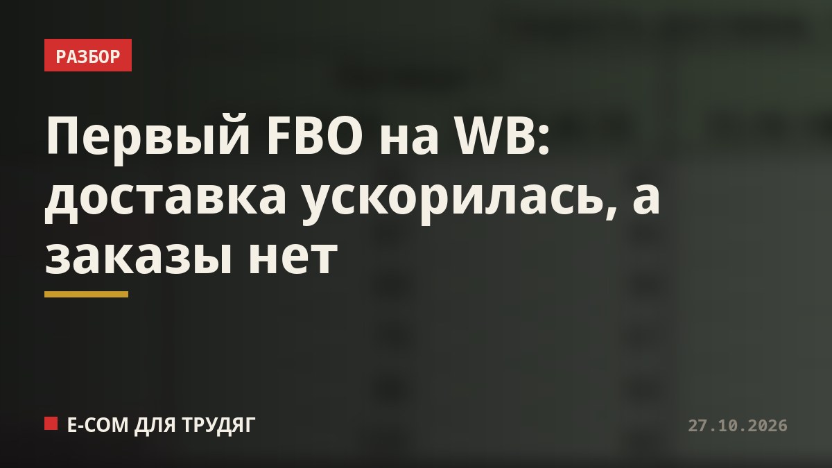 Первый FBO на WB: доставка ускорилась, а заказы нет
