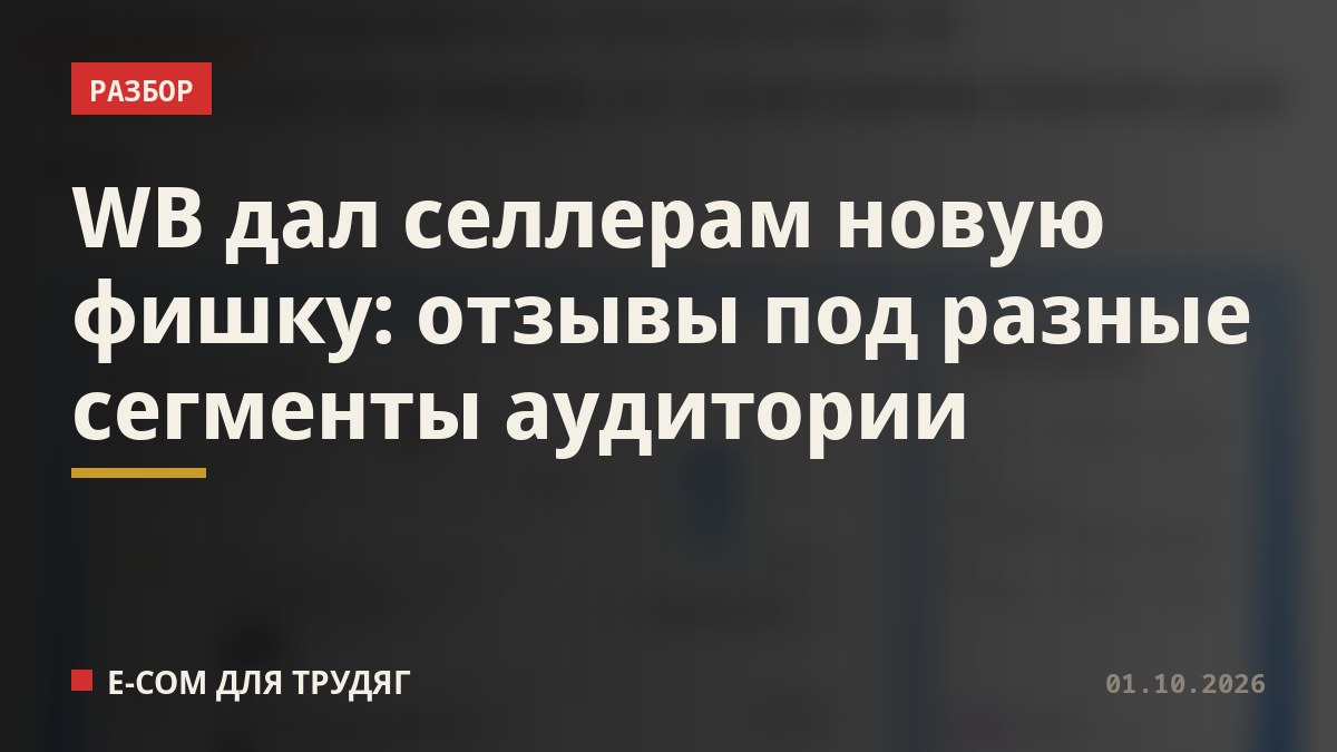 WB дал селлерам новую фишку: отзывы под разные сегменты аудитории