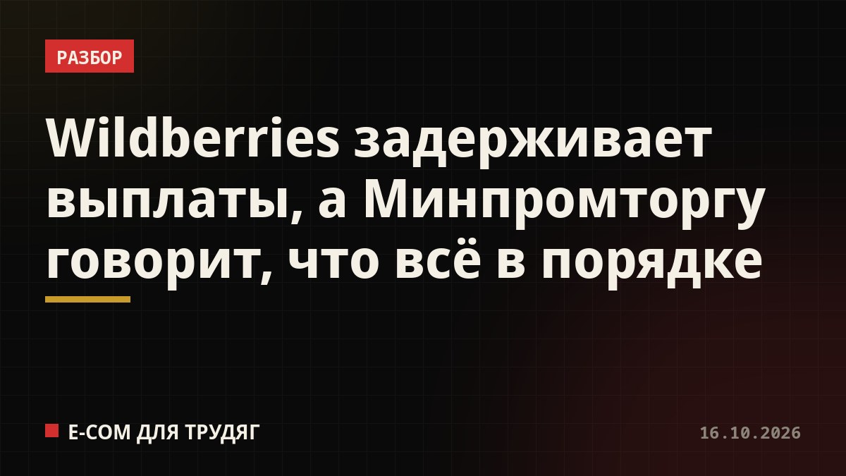 Wildberries задерживает выплаты, а Минпромторгу говорит, что всё в порядке