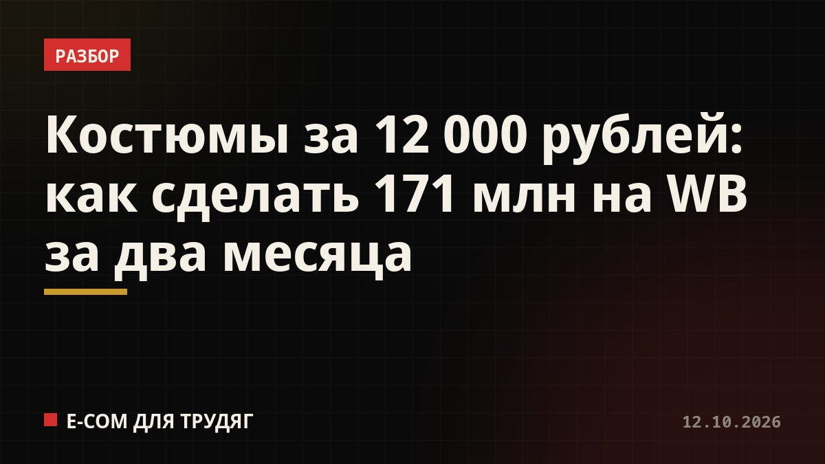 Костюмы за 12 000 рублей: как сделать 171 млн на WB за два месяца
