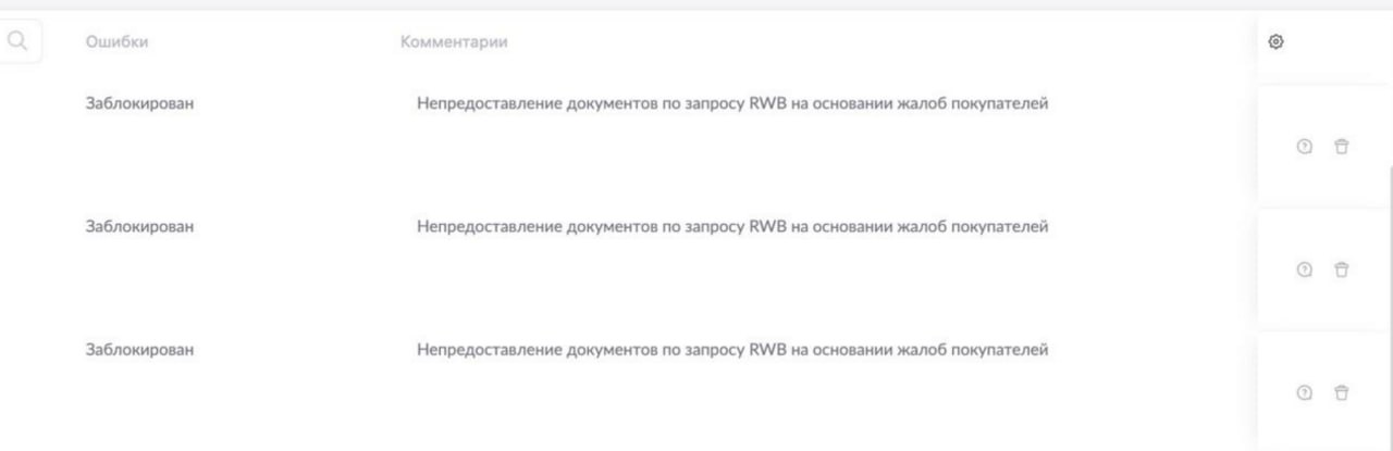 WB блокирует карточки из-за отсутствия документов по жалобам
