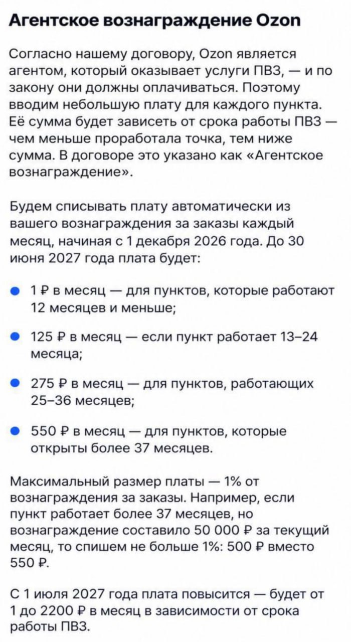 Ozon ввёл допсбор с ПВЗ: селлеры обсуждают новый платёж