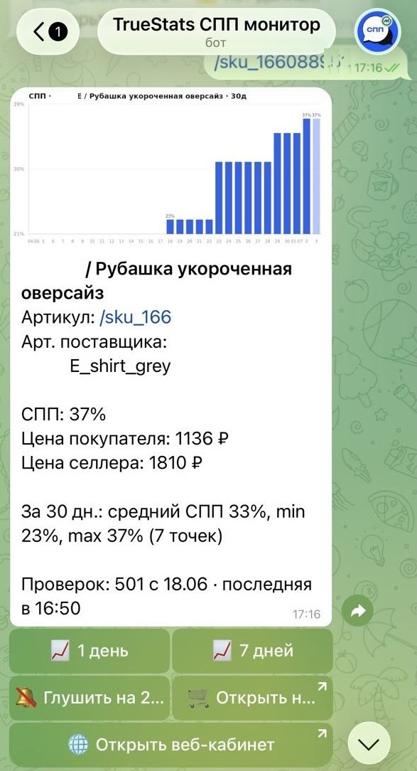 Бесплатный бот для отслеживания изменений СПП на Wildberries — забирайте
