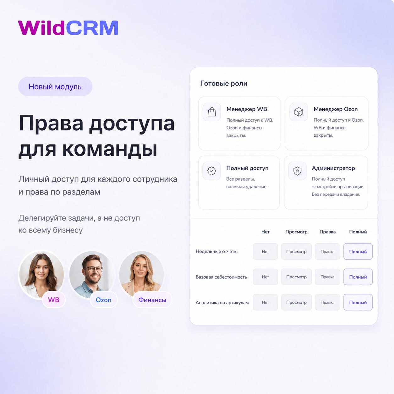 WildCRM добавил права доступа для команды: как настроить и не слить данные